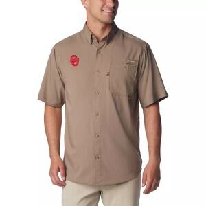 Columbia Men's Tan Oklahoma Sooners PHG Bucktail Hunting Button-Up Shirt SZ Lg